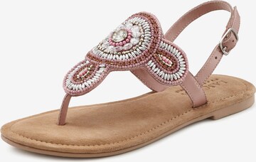 LASCANA T-Bar Sandals in Pink: front