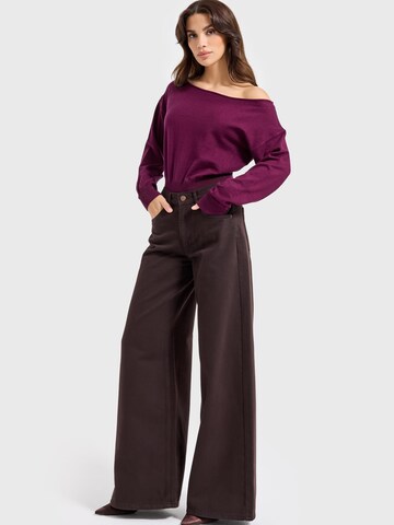 IT'S BASIC Wide leg Jeans 'ELENA PALAZZO MID RISE JEANS' in Bruin