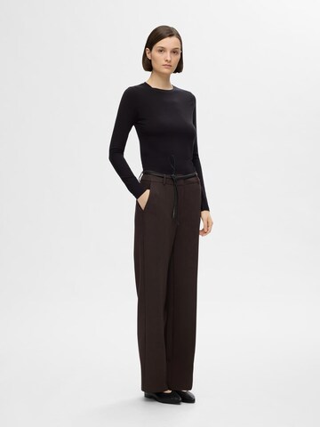 SELECTED FEMME Wide Leg Bukser med fals 'SLFRita' i brun