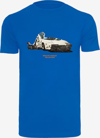 T-Shirt 'Weekend Wolf' Mister Tee en bleu : devant