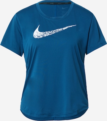 NIKE Performance Shirt 'SWOOSH' in Blue: front
