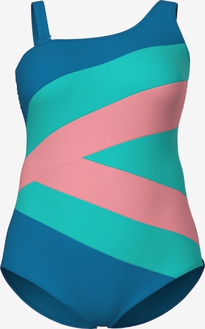 Ulla Popken Bralette Swimsuit in Blue: front