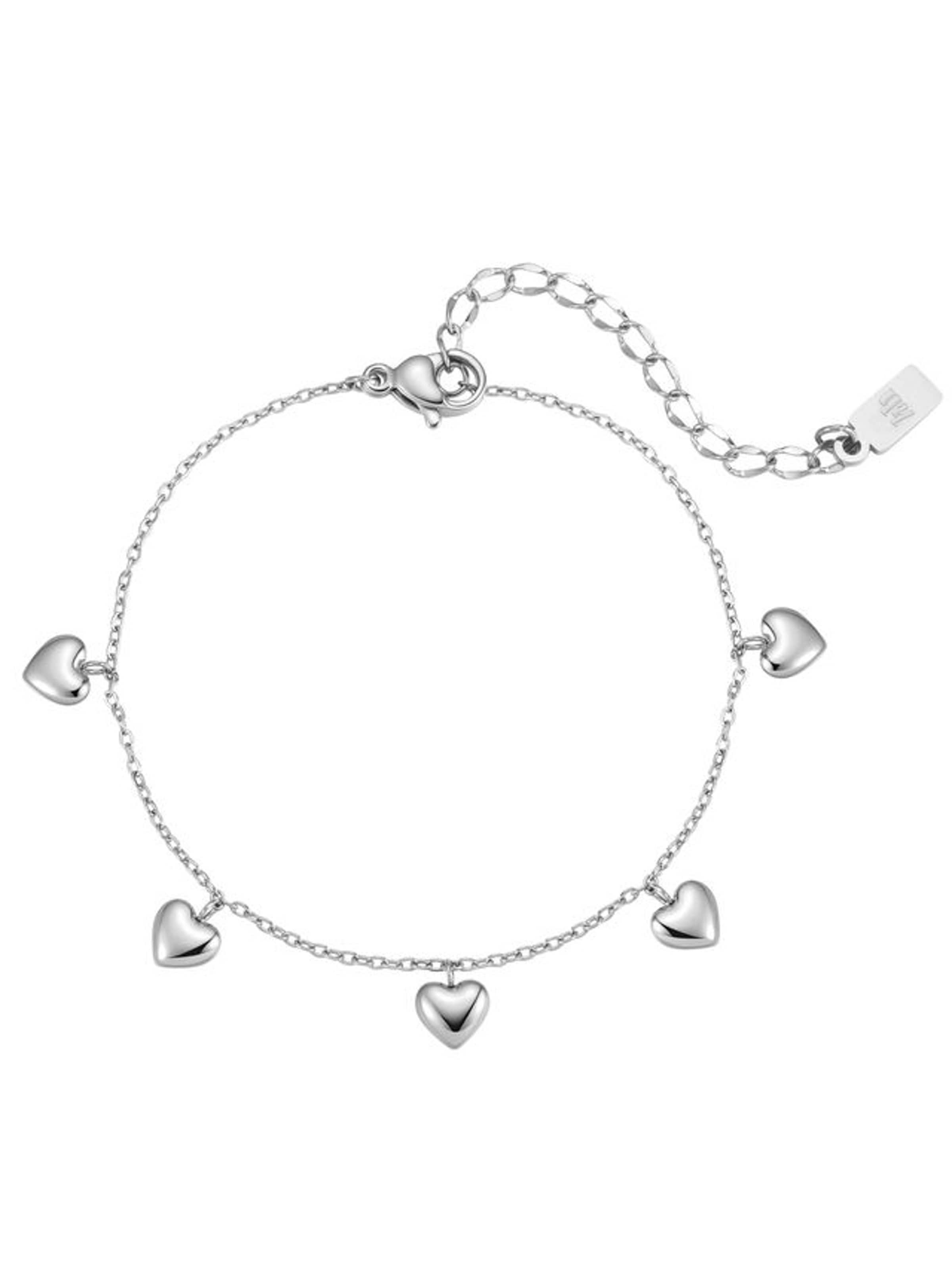 Braccialetto 'Heart Parade' di Hey Happiness in argento: frontale