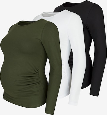 M.M.C. Shirt 'Langarm Basic Umstandsmode' in Grün: Vorderseite