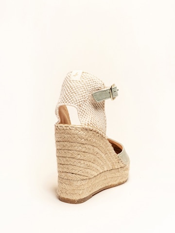 Alhamas - Sandalias con hebilla 'Alpargata Cuña 10 cm' en verde