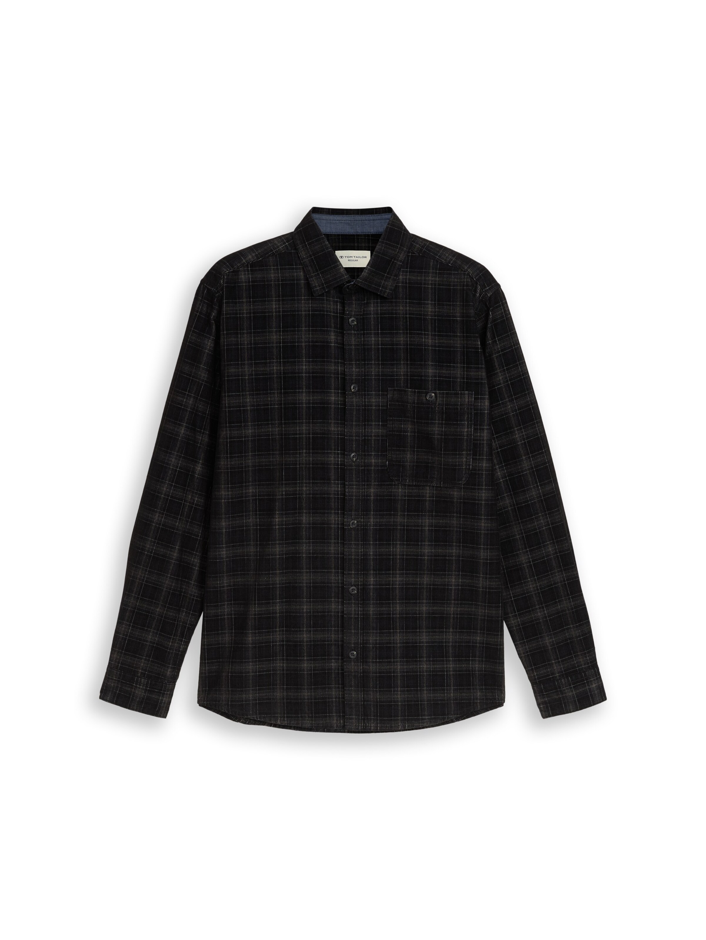 TOM TAILOR Regular fit Button Up Shirt in Black: front