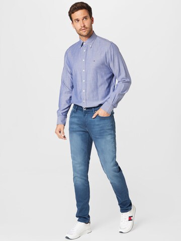 TOMMY HILFIGER Regular Fit Hemd 'Dobby' in Blau