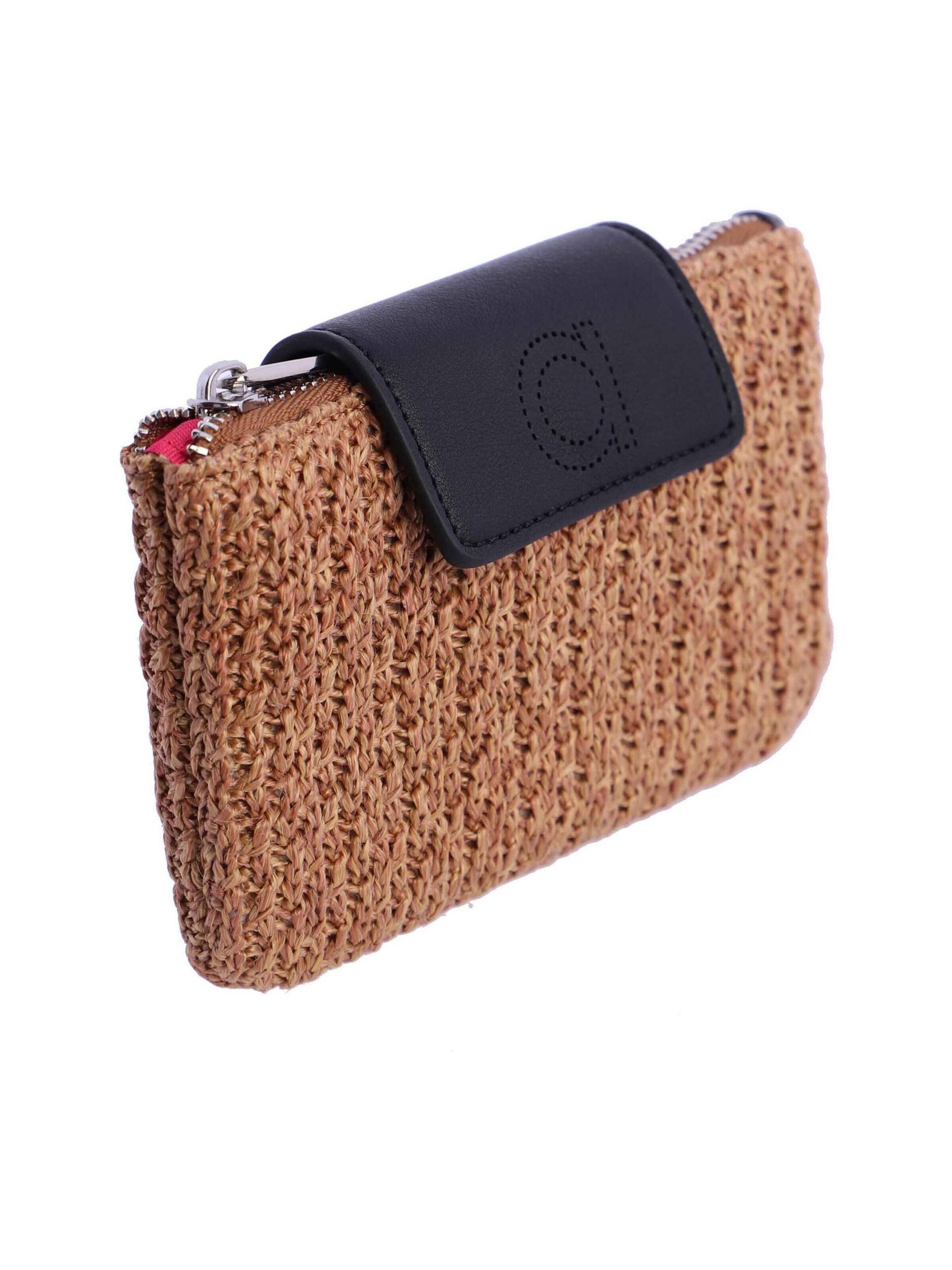 Amichi - Cartera 'Cartera para mujer Sunny de fibras naturales  y cierre de solapa y cremallera' en marrón