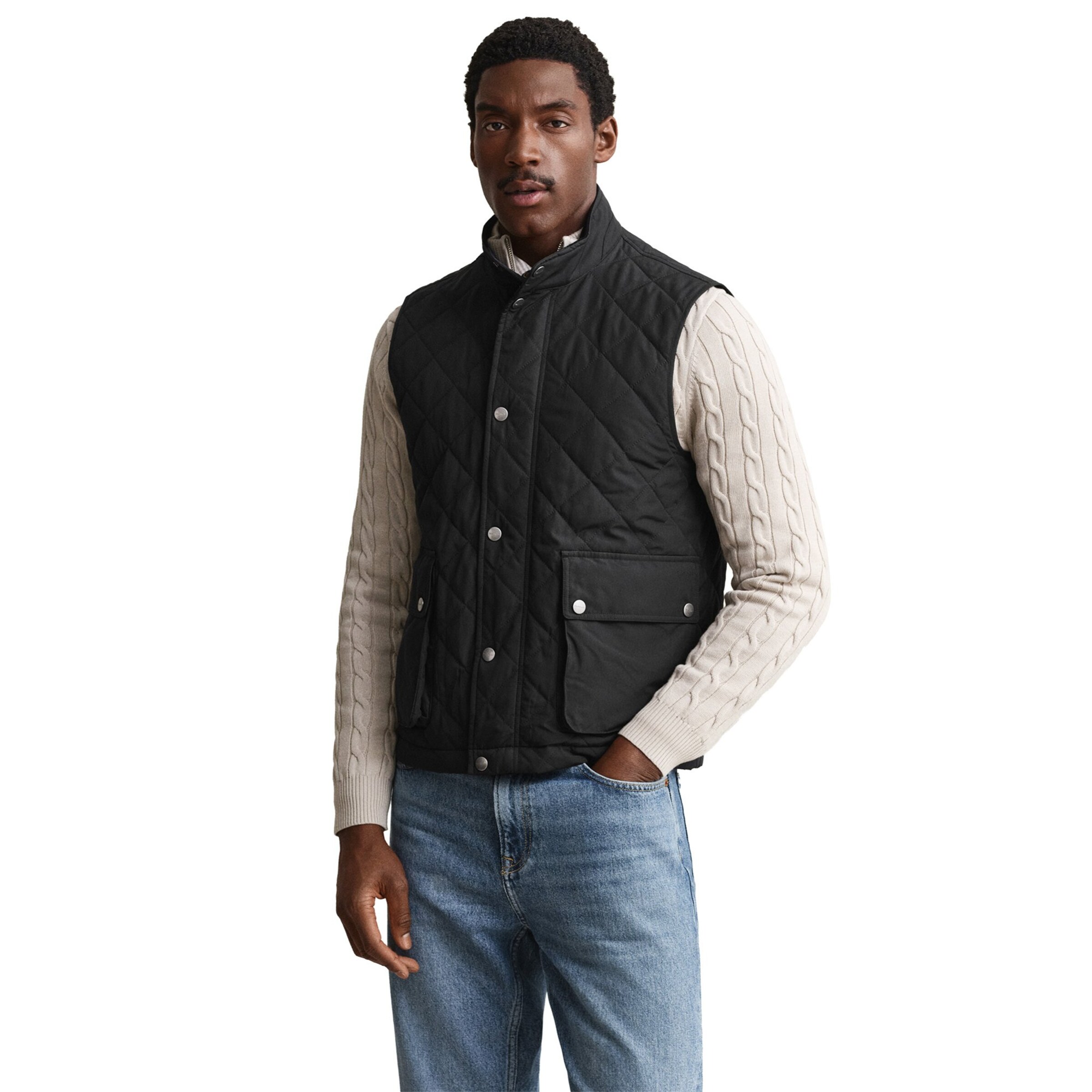 GANT - Chaleco 'CLASSIC' en negro: frente