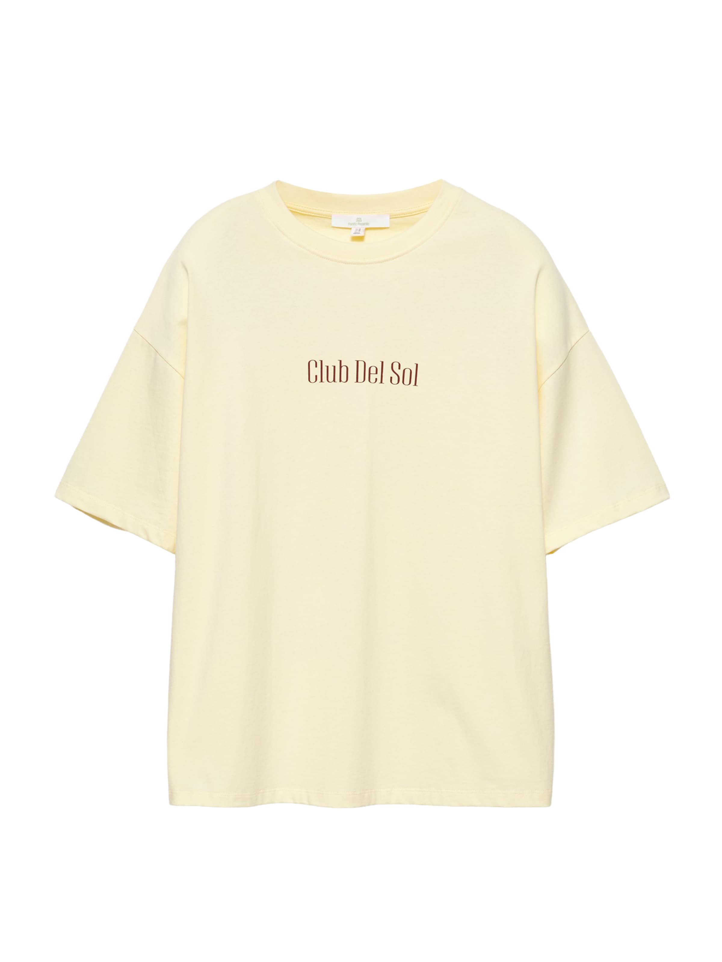 Pull&Bear Oversize póló 'PACIFIC SIESTA' - sárga: elől
