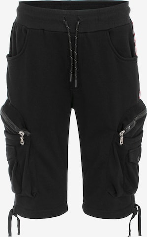 CIPO & BAXX Regular Cargo Pants in Black: front