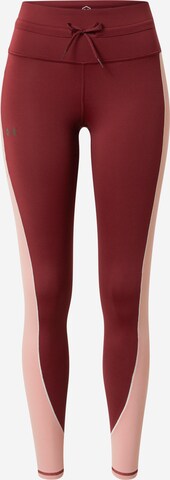 UNDER ARMOUR Skinny Workout Pants 'Rush' in Red: front