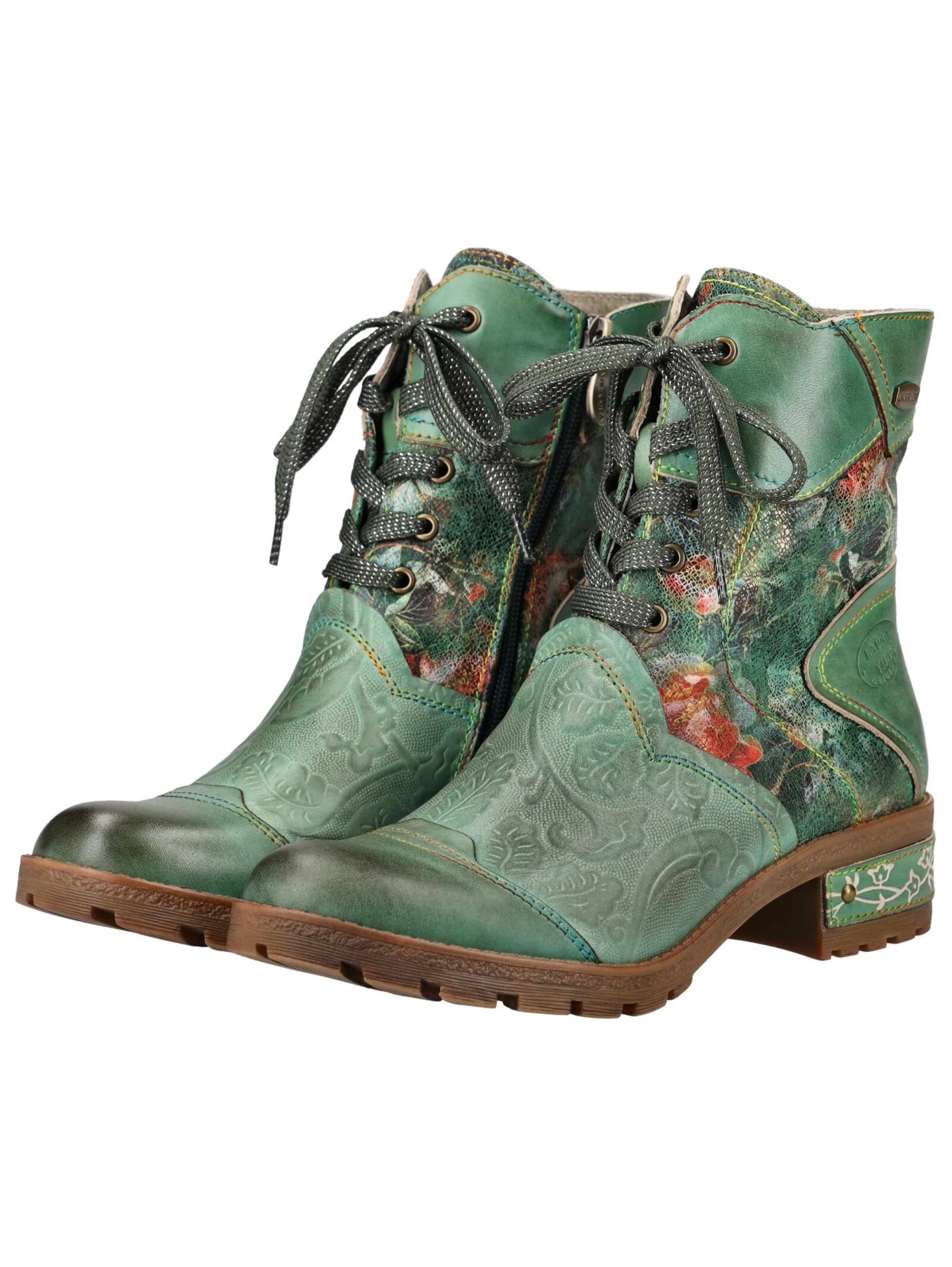 Laura Vita Lace-Up Ankle Boots in Green