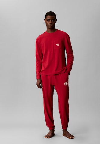 Pigiama lungo 'HOLIDAY' di Calvin Klein in rosso: frontale
