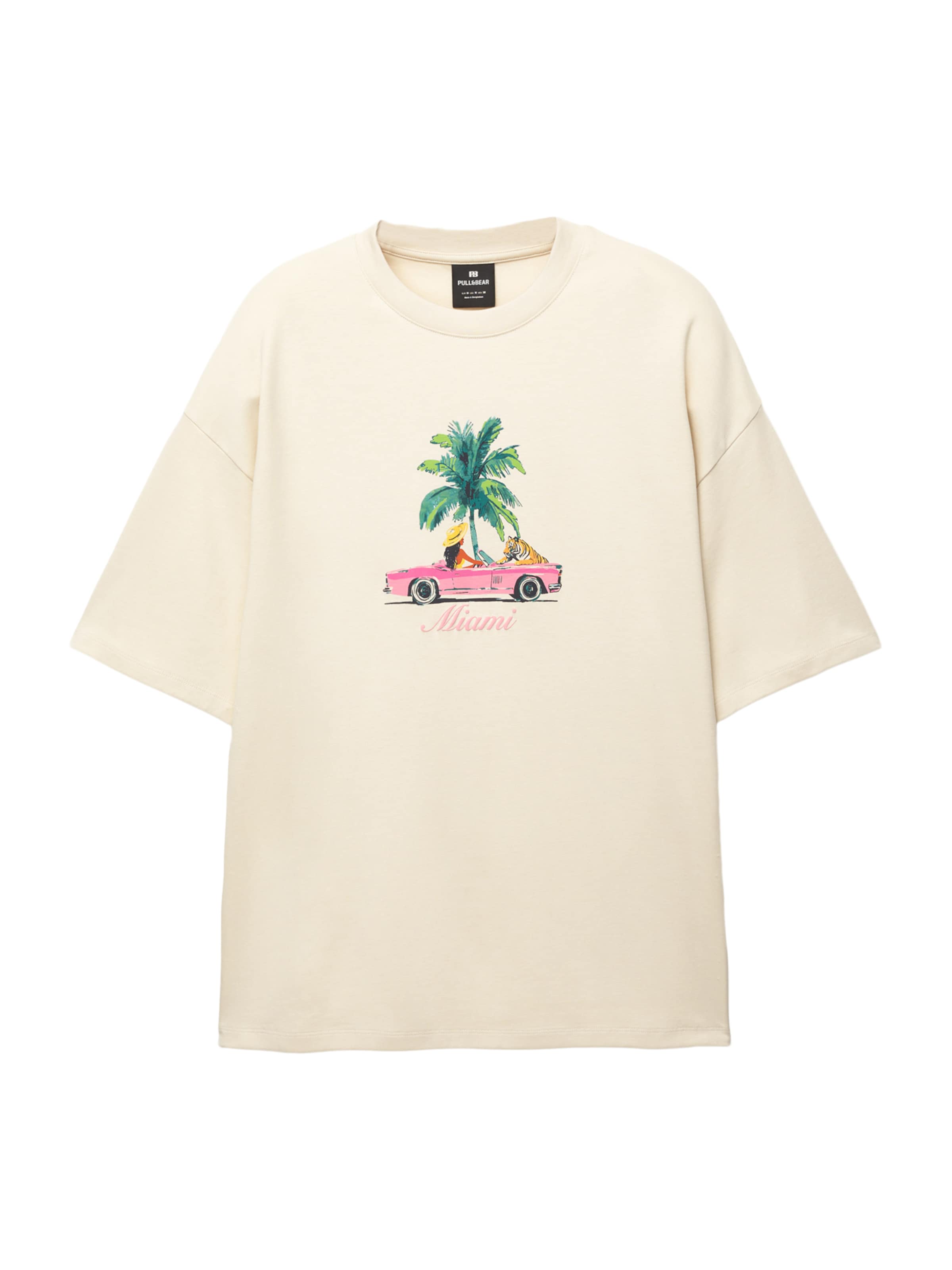 Pull&Bear T-Shirt 'MIAMI' in Beige: Vorderseite
