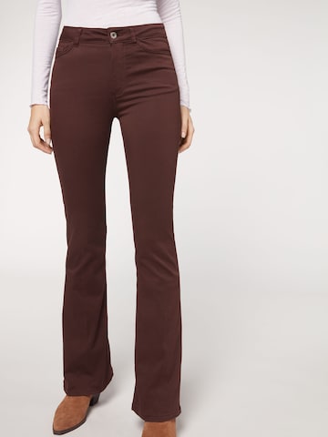 CALZEDONIA Boot cut Jeans in Brown: front