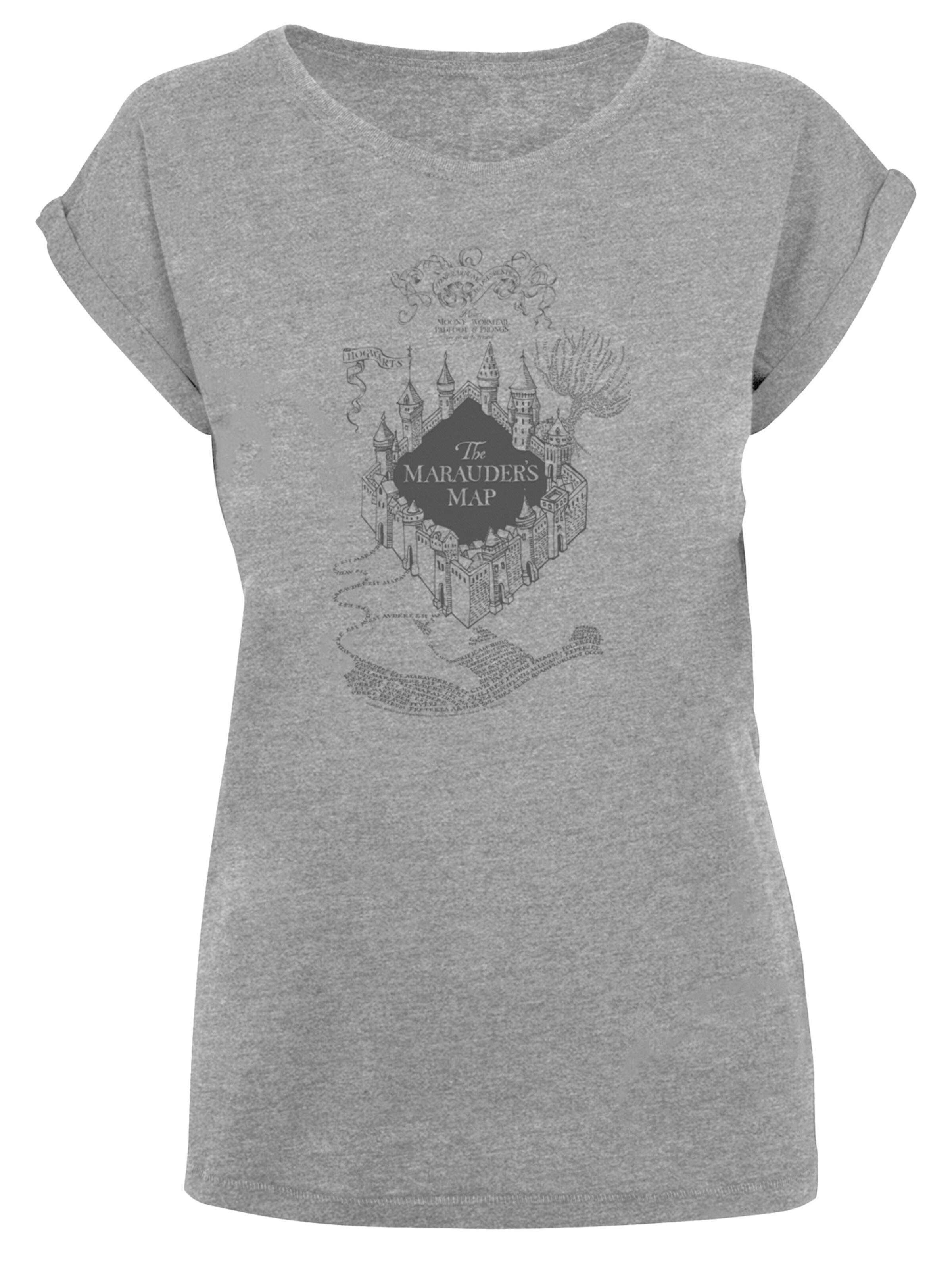 F4NT4STIC Shirt 'Harry Potter The Marauder's Map' in Grijs: voorkant
