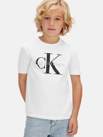 Calvin Klein Kids Shirt 'CK MONO LOGO SS T-SHIRT' in Wit: voorkant