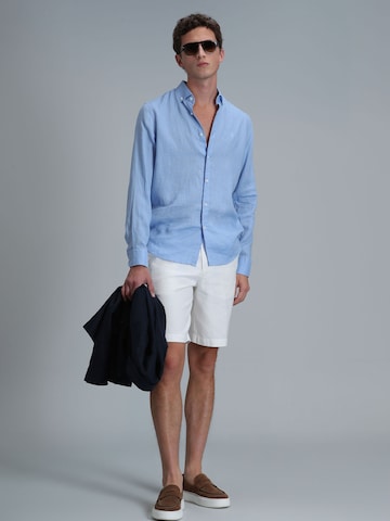 Lufian Comfort fit Button Up Shirt in Blue