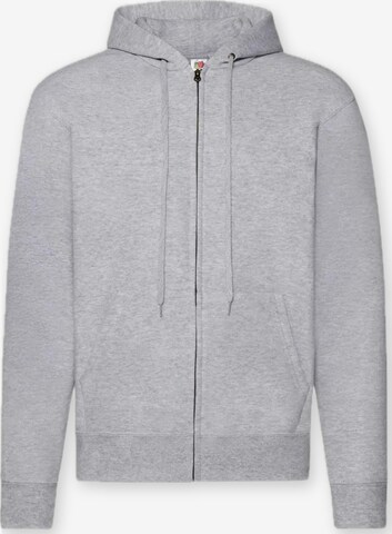 Giacca di felpa 'Zip Hoodie' di FRUIT OF THE LOOM in grigio: frontale