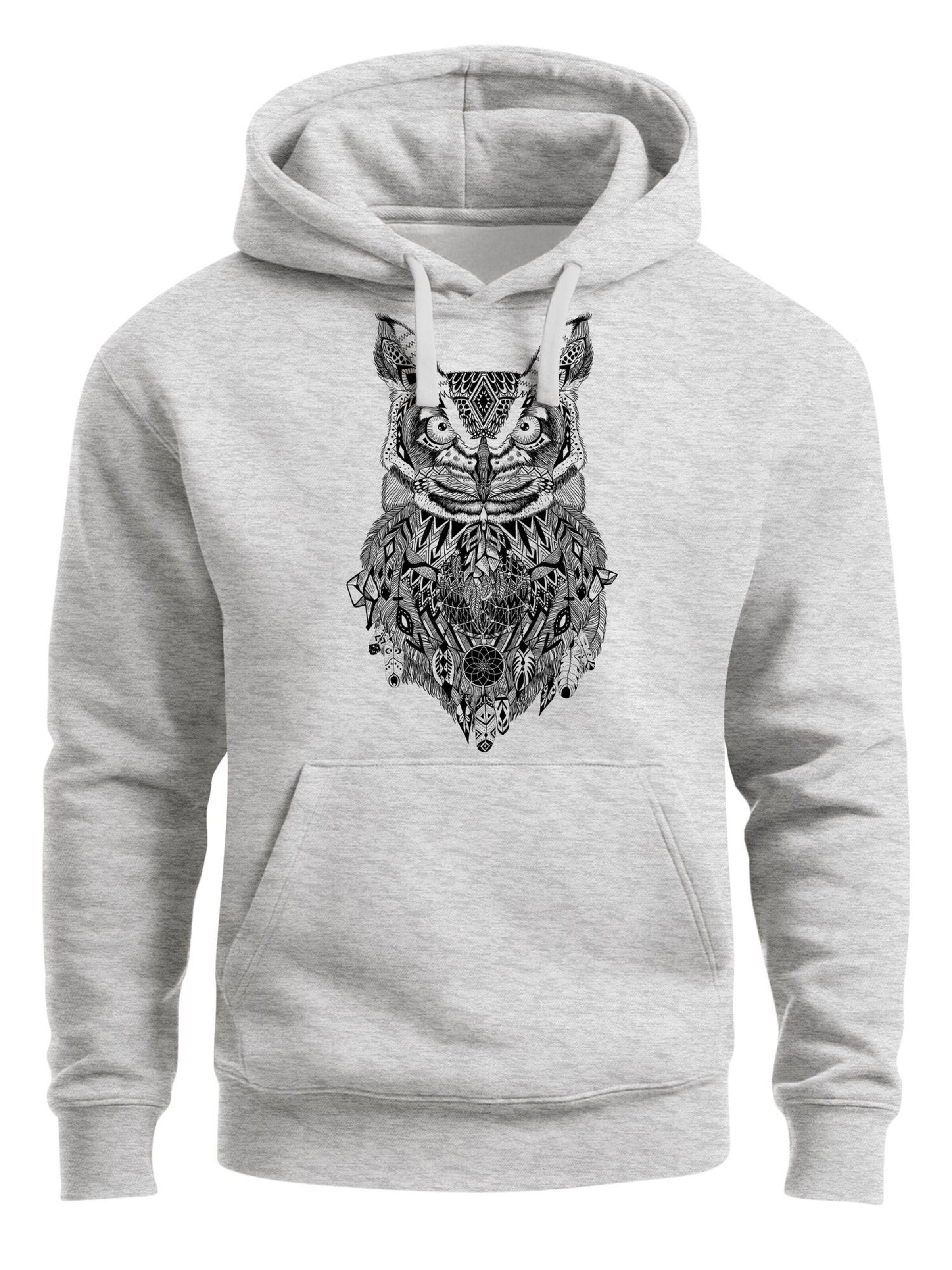 Neverless Sweatshirt 'Free Mind Owl' in Grey: front