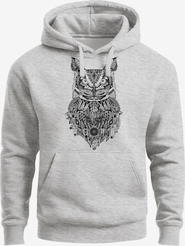Neverless Sweatshirt 'Free Mind Owl' in Grau: Vorderseite