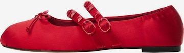 MANGO Ballet Flats with Strap in Red: front