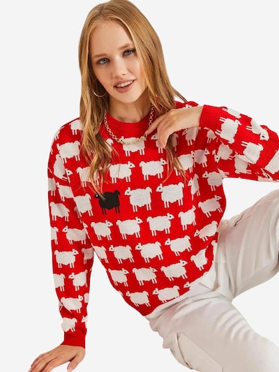 Bianco Lucci Pull-over 'Pullover' en S-M en rouge, Vue avec produit