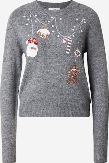 JDY Pullover 'JDYTWINKLE' in brokat / grau / dunkelrot / weiß, Produktansicht