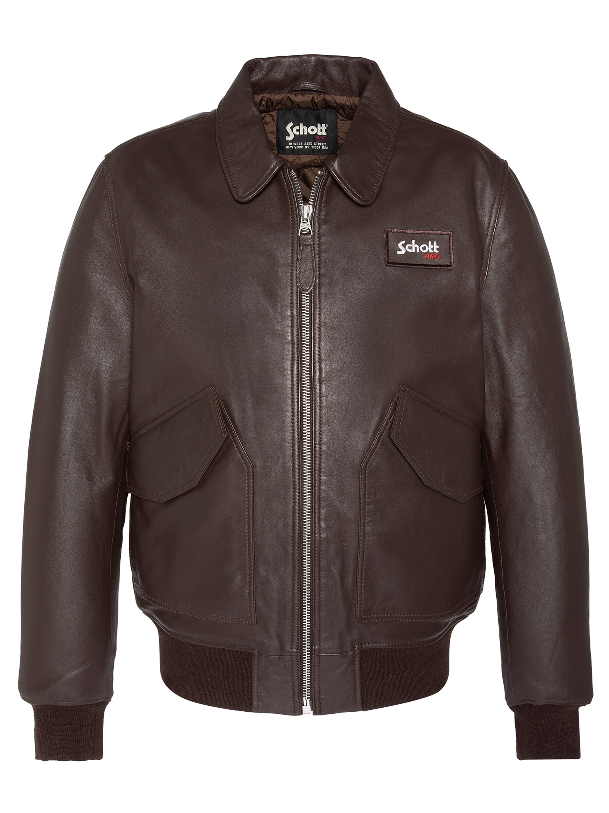 Schott NYC Veste d’hiver en L en marron, Vue avec produit