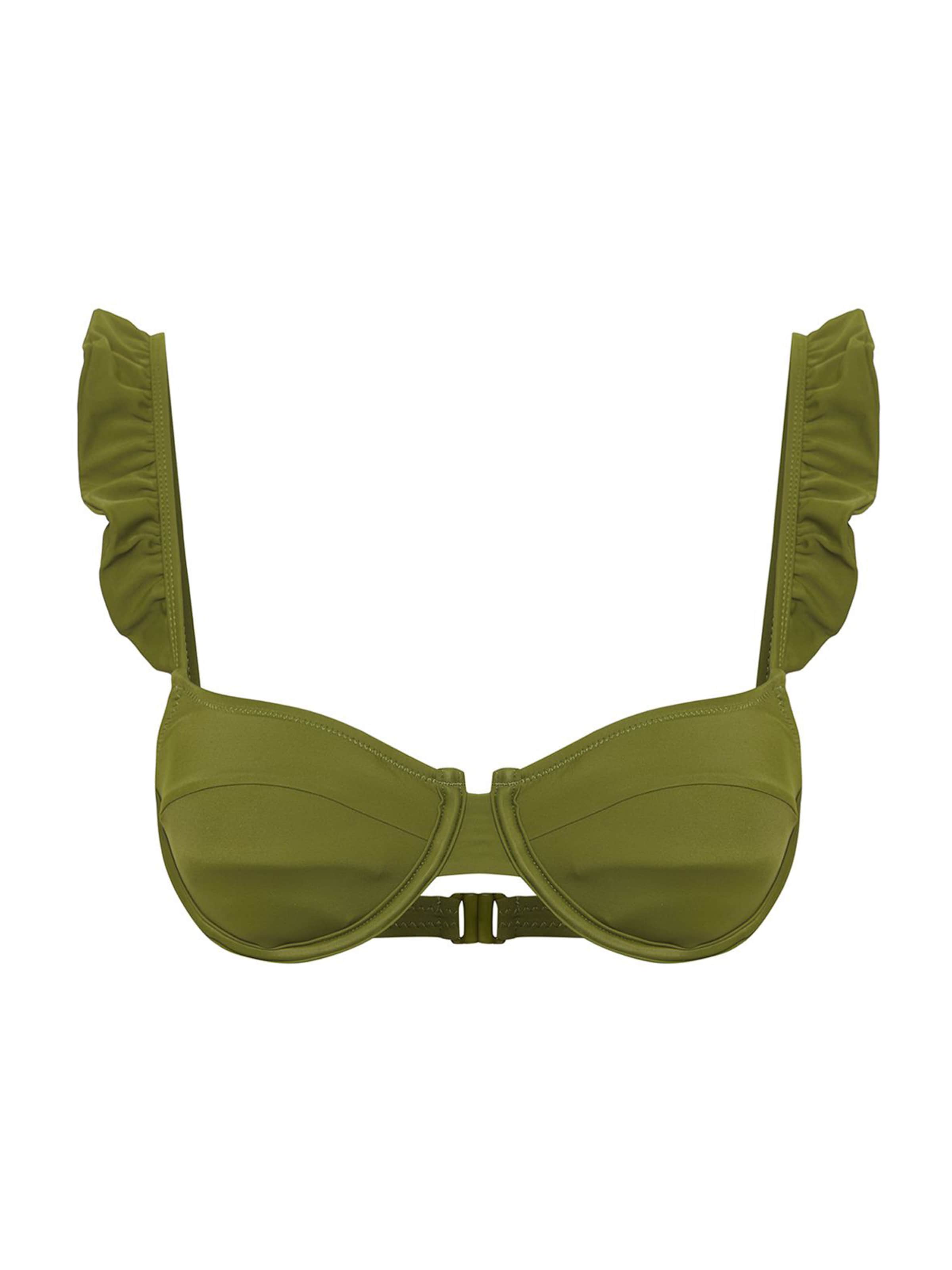 Trendyol Балконет Верх бикини в Зеленый: спереди