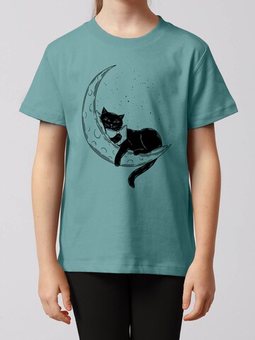 watabout.kids Shirt ' Katze auf dem Mond ' in Blauw: voorkant