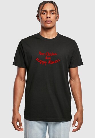 Merchcode Shirt 'Merry Christmas And Happy Always' in Zwart: voorkant
