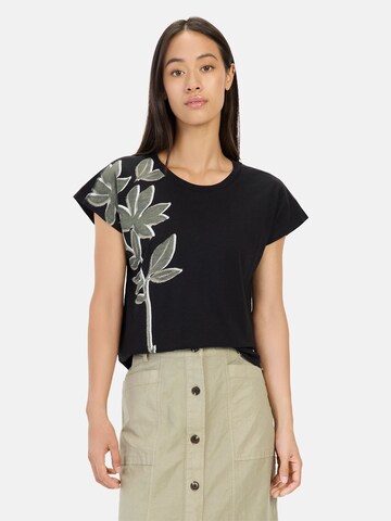 CAMEL ACTIVE T-Shirt mit Blumenprint aus Baumwolle in Schwarz: Vorderseite