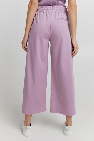 ICHI Wide leg Pleat-Front Pants 'Kate' in Purple