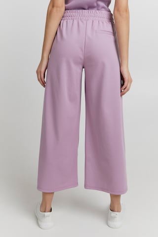 ICHI Wide leg Pleat-Front Pants 'Kate' in Purple