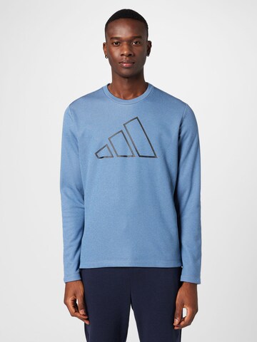 ADIDAS PERFORMANCE Sportsweatshirt 'Train Icons 3 Bar Logo ' in Blau: predná strana