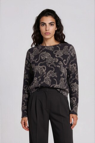 Milano Italy Pullover mit Leo-Design in Braun: Vorderseite