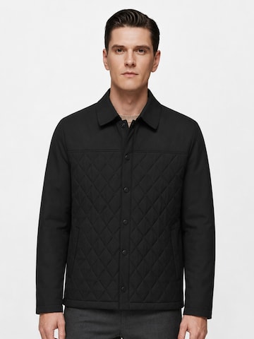 ALLTHEMEN Winter Jacket 'Rautenstich' in Black: front
