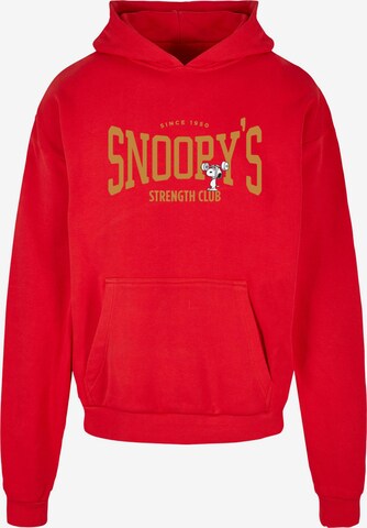 Merchcode Sweatshirt 'Peanuts - Strength club' in Red: front