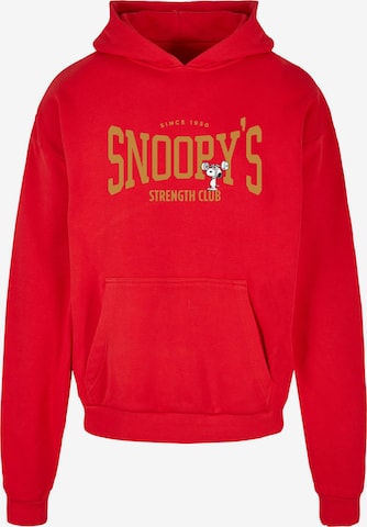 Merchcode Sweatshirt 'Peanuts - Strength club' in Rot: predná strana