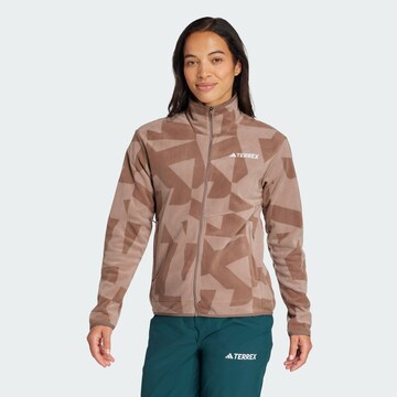 ADIDAS TERREX Athletic fleece jacket in Brown: front