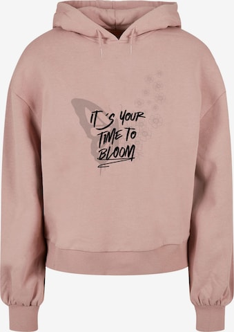 Merchcode Sweatshirt 'Its Your Time To Bloom' in Roze: voorkant