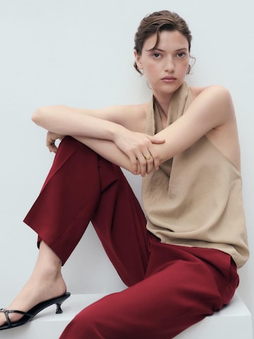 MANGO Wide leg Pressveckad byxa 'CARLOS' i röd