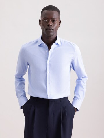 Coupe slim Chemise business 'Schwarze Rose' SEIDENSTICKER en bleu