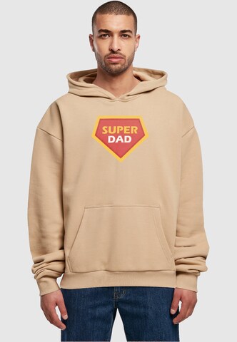 Merchcode Sweatshirt 'Fathers Day- Super Dad' in Beige: voorkant