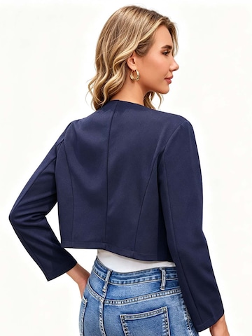 KoJooin Blazer 'Damen Kurzjacke ohne Kragen mit langen Ärmeln und abgerundetem Saum Lässiger, vielseitiger Cardigan'‌‌‌‌ in Blau