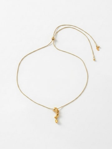 DNSK Copenhagen Ketting 'INGRID Waterproof 18K Gold Plated Long Necklace - Adjustable Chain & Brushed Stainless Steel' in Goud: voorkant
