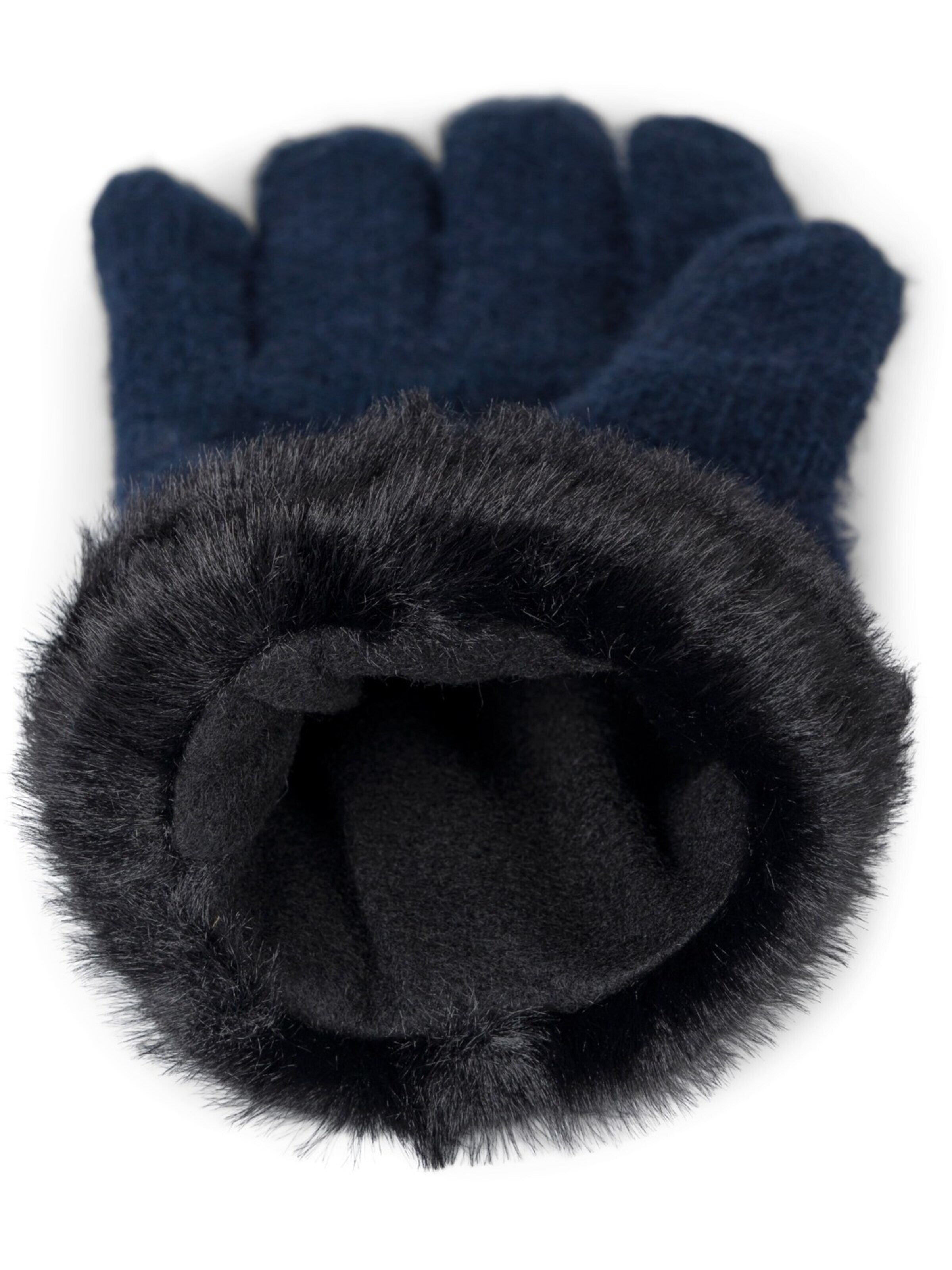 styleBREAKER Fingerhandschuhe 'Strickhandschuhe mit Reiskornmuster und Fleece'‌‌‌‌‌‌ in Blau