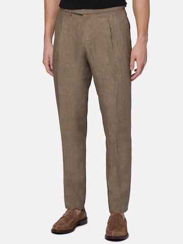Boggi Milano Regular Pleated Pants in Brown: front